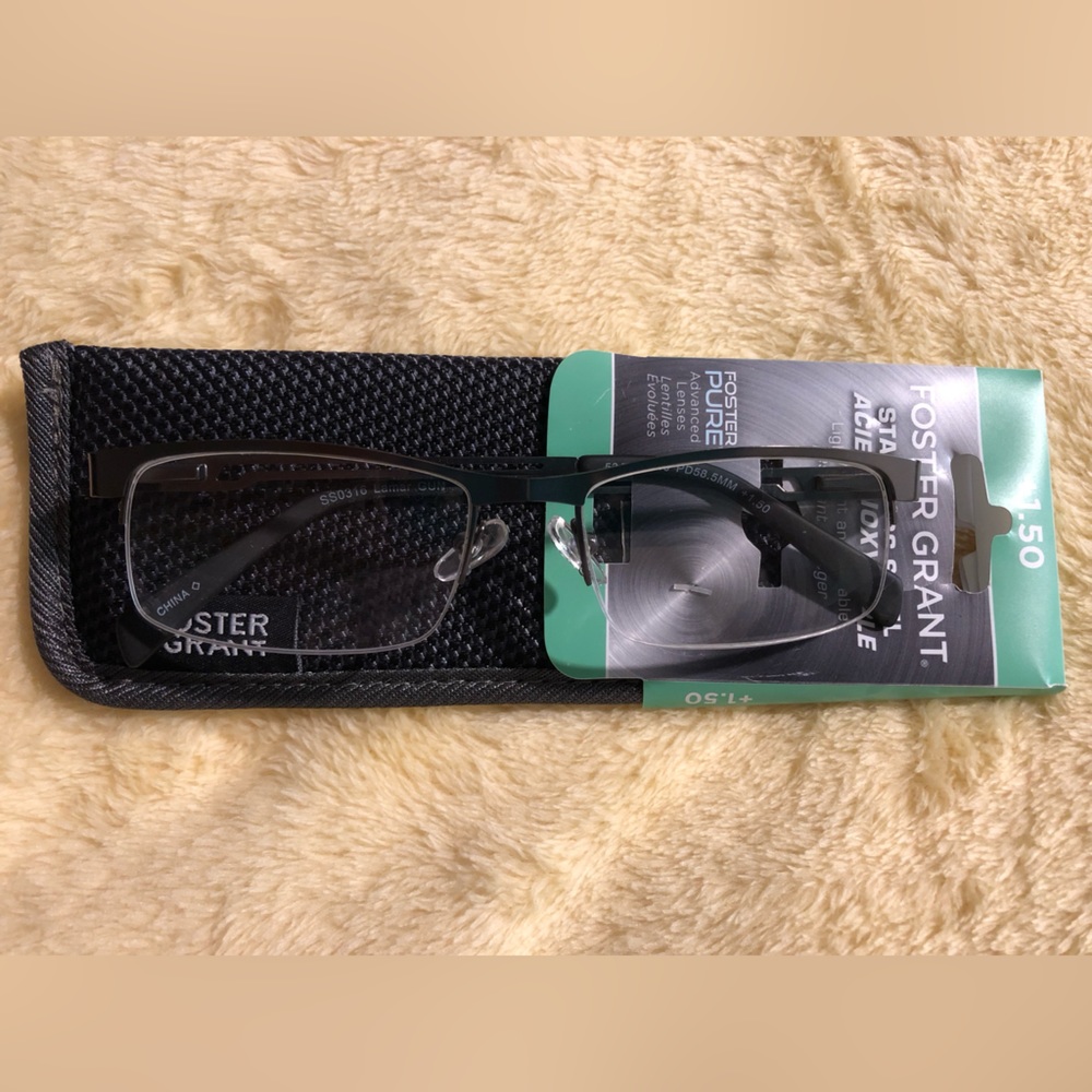 Foster Grant Stainless Steel Reading Glasses.Px +1.50.